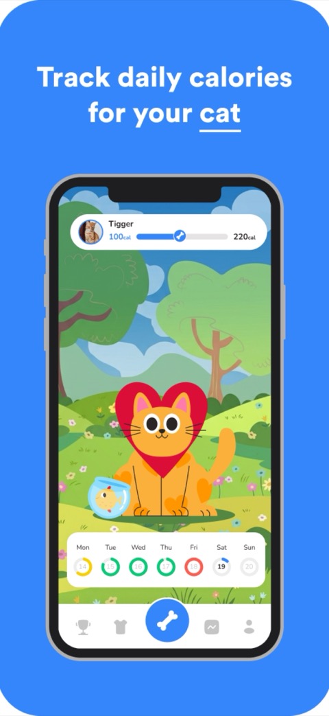 Chubby home screen tracking a cat's daily calories